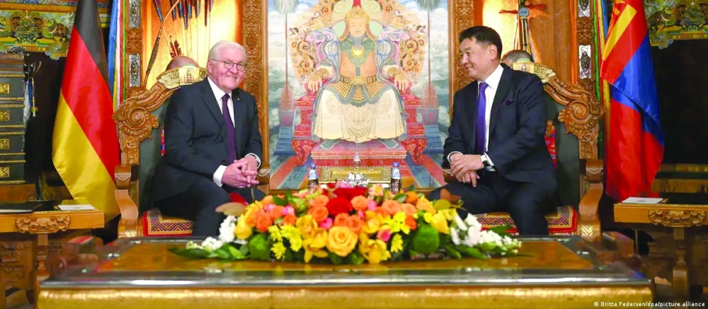 Steinmeier visited the Genghis Khan National Museum during his visit to Mongolia.
