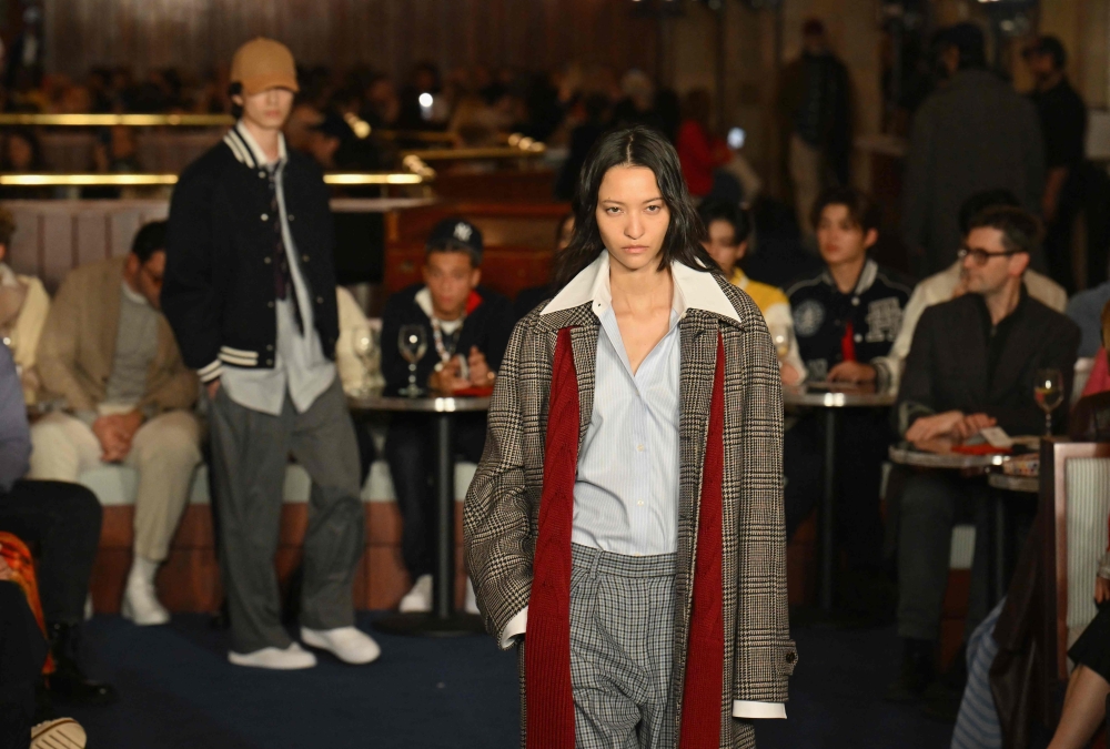 A model walks the runway for Tommy Hilfiger's Fall/Winter 2024 collection during New York Fashion Week at Grand Central Station in New York City on February 9, 2024.  