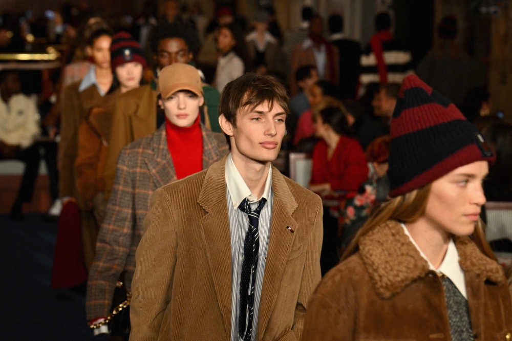 Models walk the runway for Tommy Hilfiger's Fall/Winter 2024 collection during New York Fashion Week at Grand Central Station in New York City on February 9, 2024.  