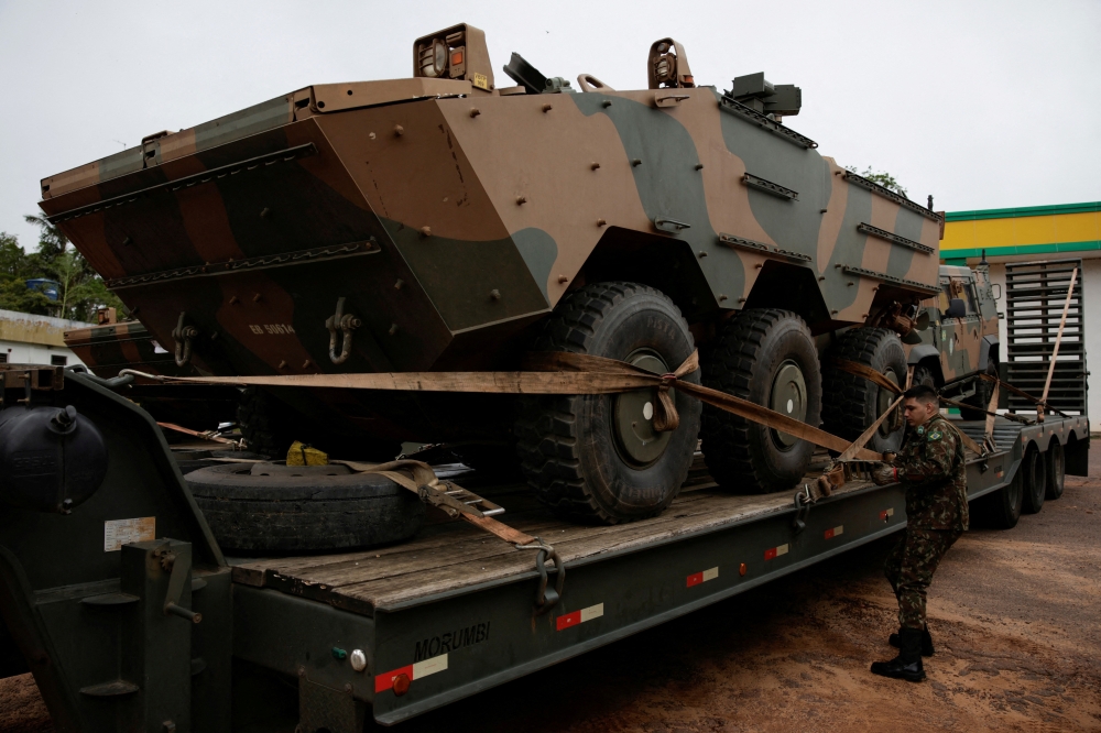 Brazil's army moves armored vehicles from Manaus to Boa Vista to reinforce the border with Venezuela and Guyana due to tensions over Venezuelan claims to the Esequibo region, in Manaus Brazil. — Reuters file photo 