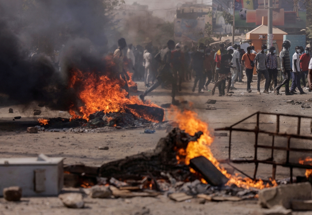 Senegalese demonstrators protest against the postponement of the presidential election, in Dakar, Senegal. — Reuters file photo