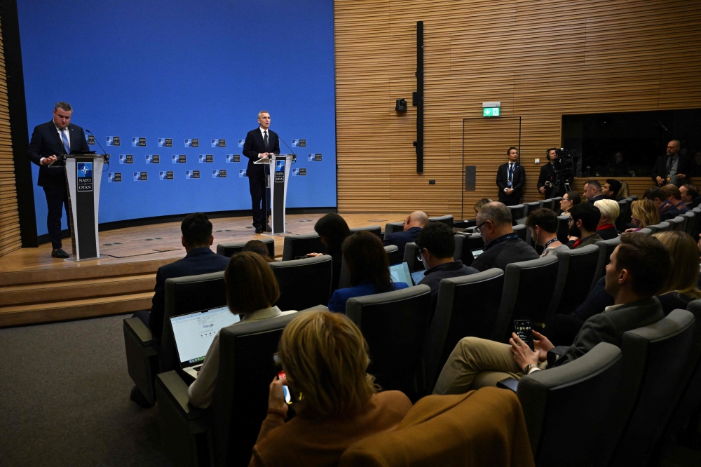 Nato Secretary General Jens Stoltenberg talks during a Pre-ministerial press conference before a Defence Ministers' meeting of the North Atlantic Council at the Nato headquarters, in Brussels. — AFP `