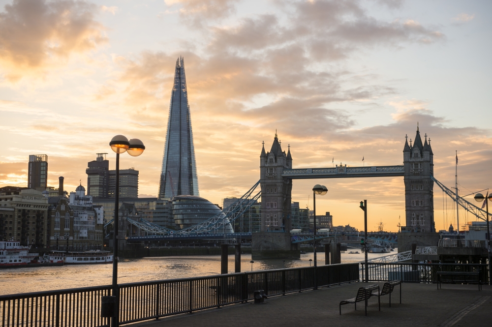 Tower bridge the shard and city hall, Wapping, London, UK