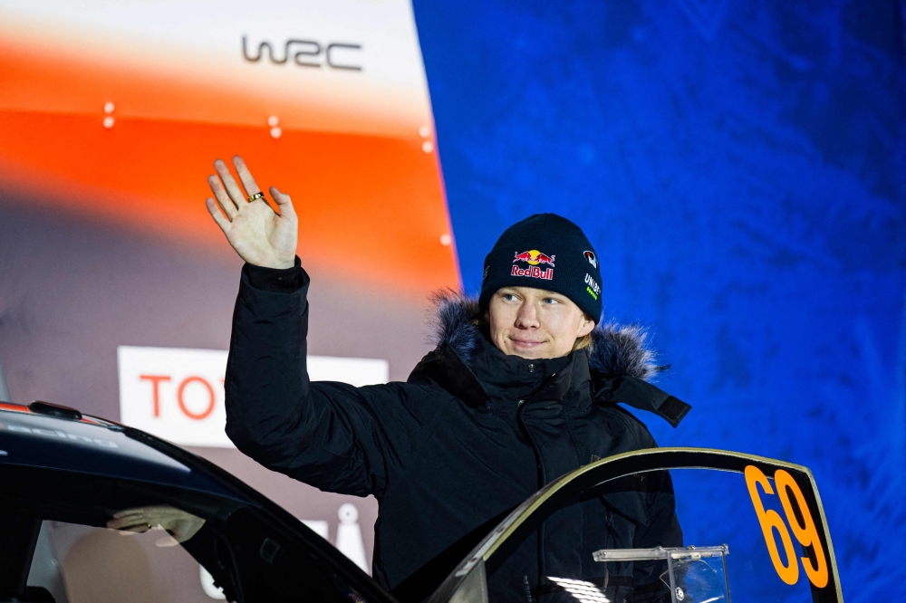 Kalle Rovanpera of Finland, driver of Toyota GR Yaris Rally1 HYBRID, is pictured during team presentation prior to the Umea Sprint 1, 1st stage of the Rally Sweden, second round of the FIA World Rally Championship 