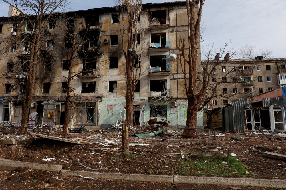 Residential buildings heavily damaged by strikes in the town of Avdiivka