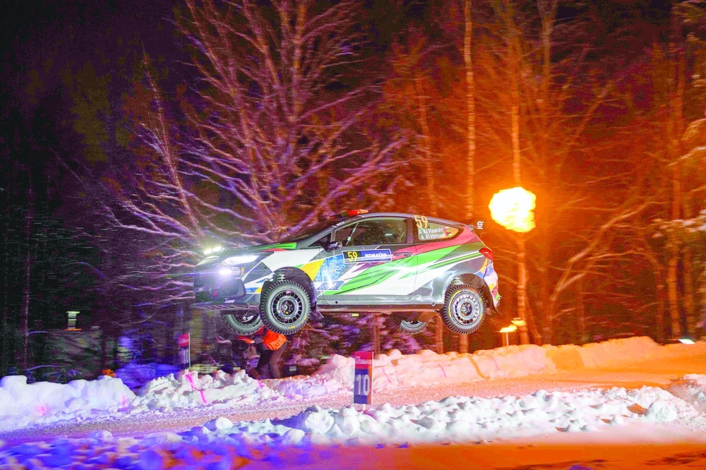 Abdullah Al-Rawahi in flying action on the opening stage in Sweden.