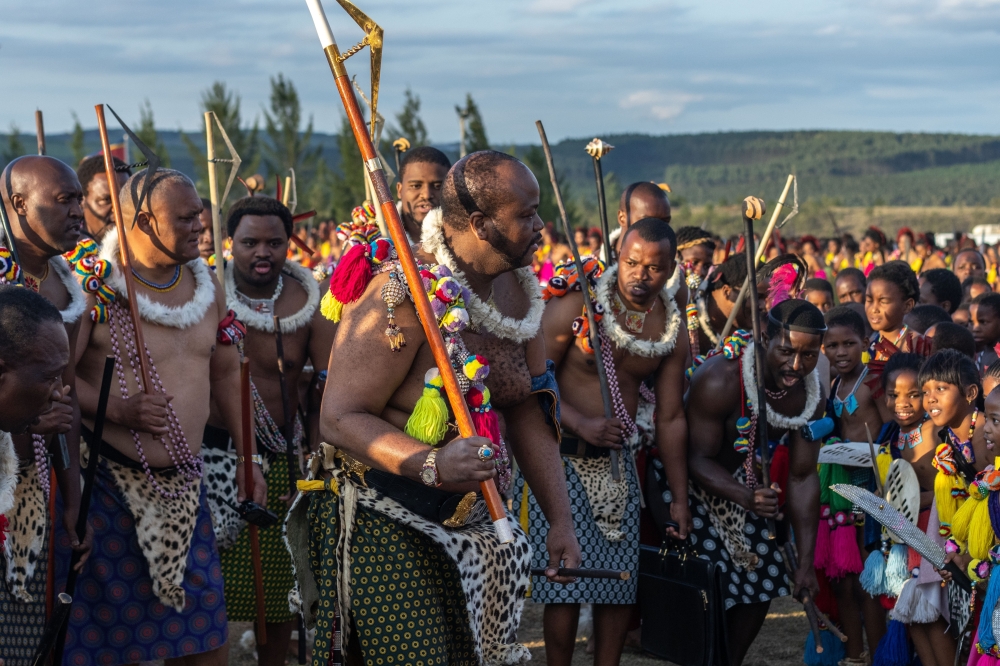King Mswati III during a traditional reed dance ceremony at a royal residence in Nhlangano, Eswatini, Oct. 14, 2023. (Joao Silva/The New York Times)