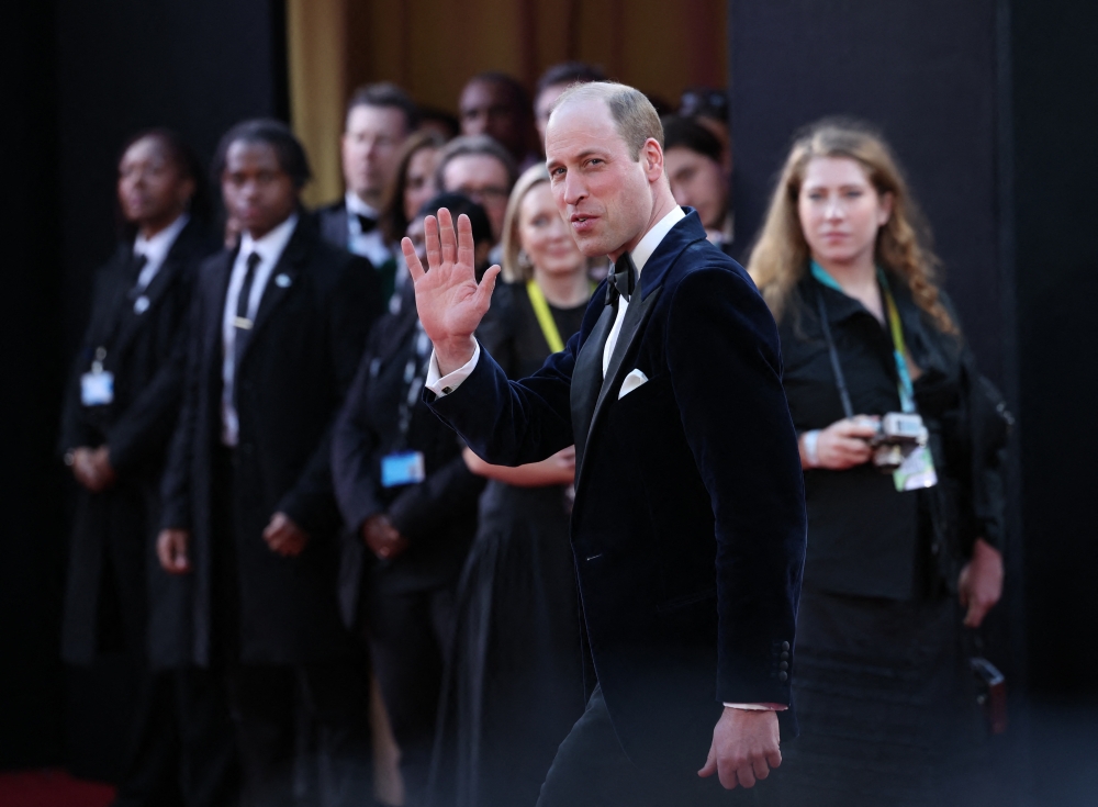 Britain's William, Prince of Wales arrives at the 2024 British Academy of Film and Television Awards (BAFTA) at the Royal Festival Hall in the Southbank Centre, London, Britain, February 18, 2024. 