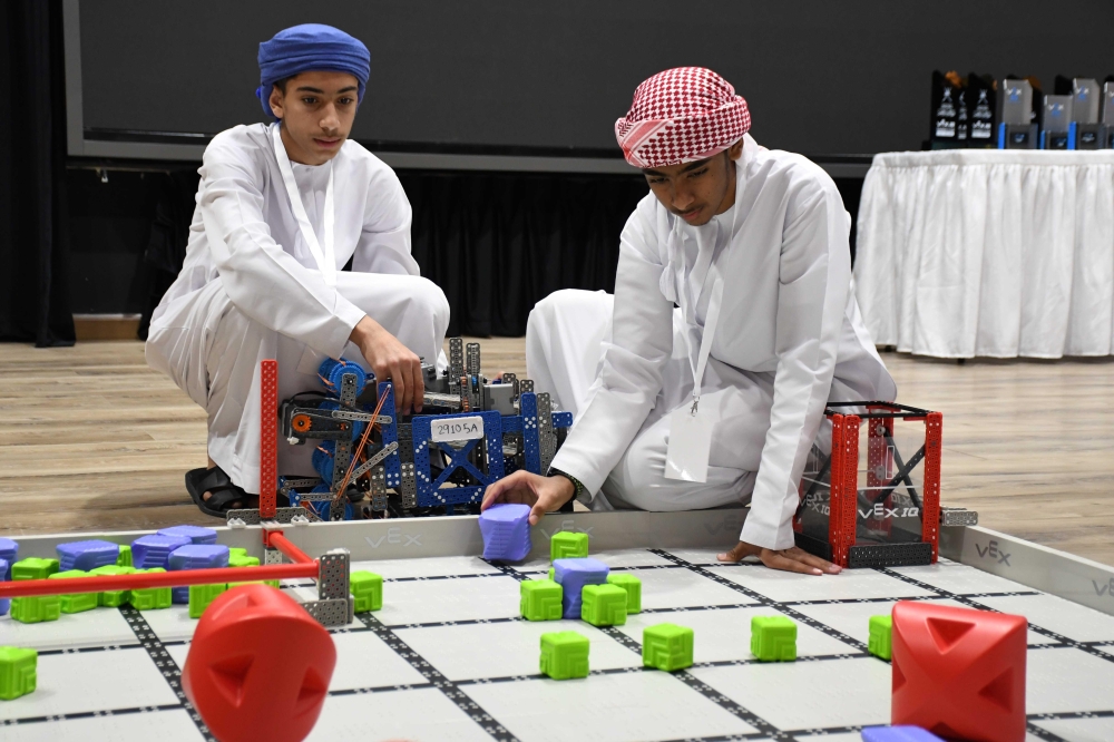 Students at The Ministry of Education's National Robotics Competition on Monday 