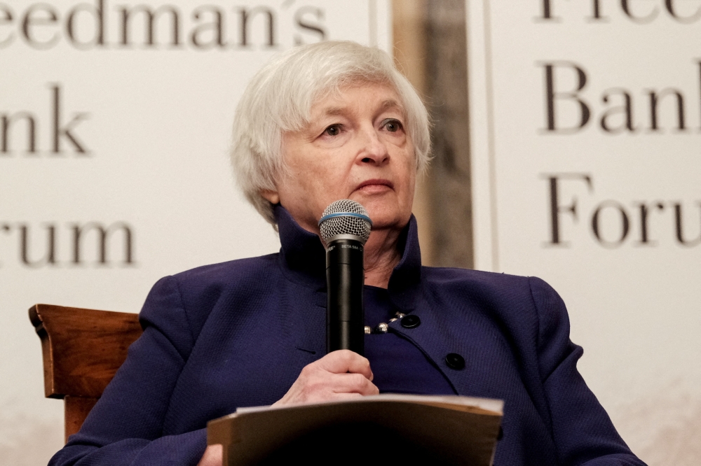 US Treasury Secretary Janet Yellen participates in a discussion at the annual Freedman's Bank Forum at the Treasury Department in Washington. — Reuters