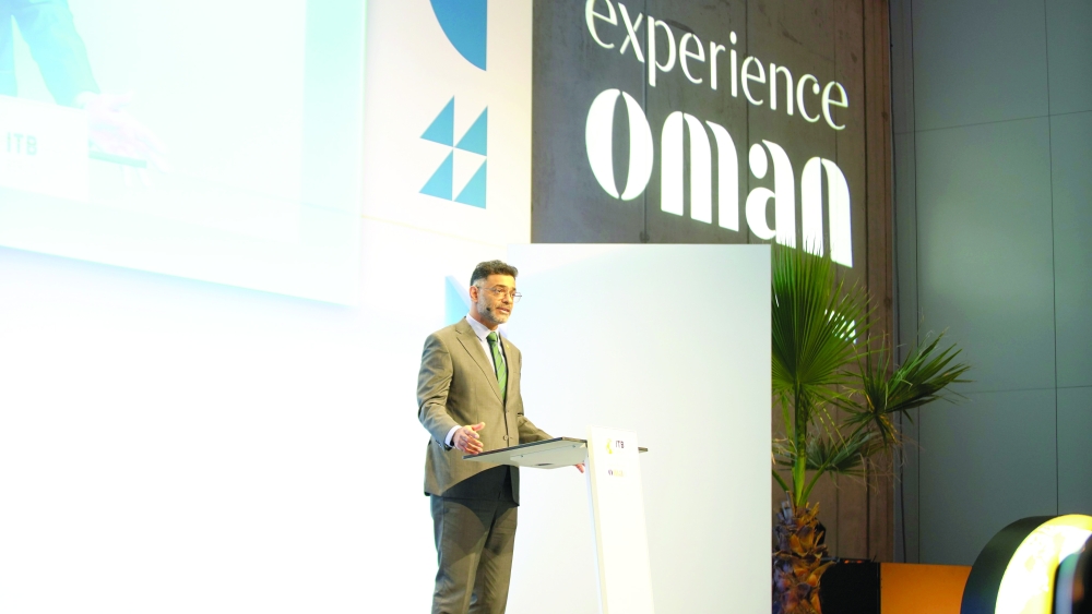 Azzan bin Qasim al Busaidy, Under-Secretary of the Ministry of Heritage and Tourism for Tourism, at a press conference in Berlin.