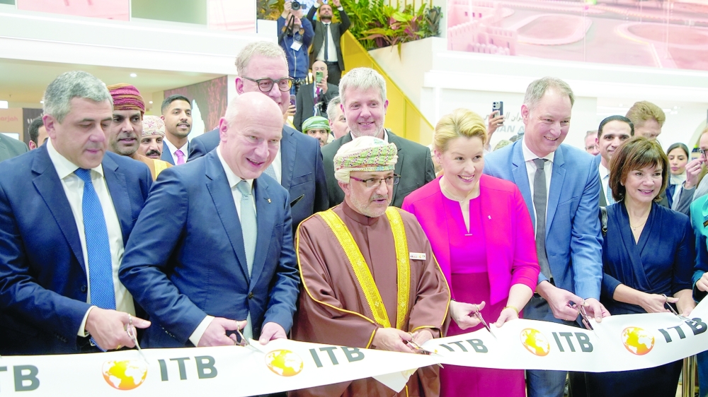 Dignitaries opening Oman's Pavilion at ITB Berlin.