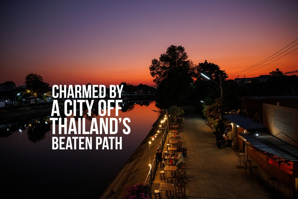 The sun sets over the Wang River in Lampang, Thailand, Feb. 23, 2024. (Andre Malerba/The New York Times)