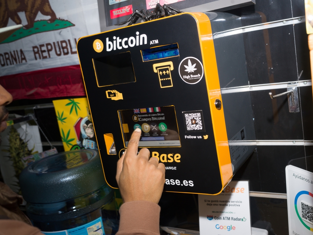A Crypto currencies ATM in Barcelona, Spain. — The New York Times