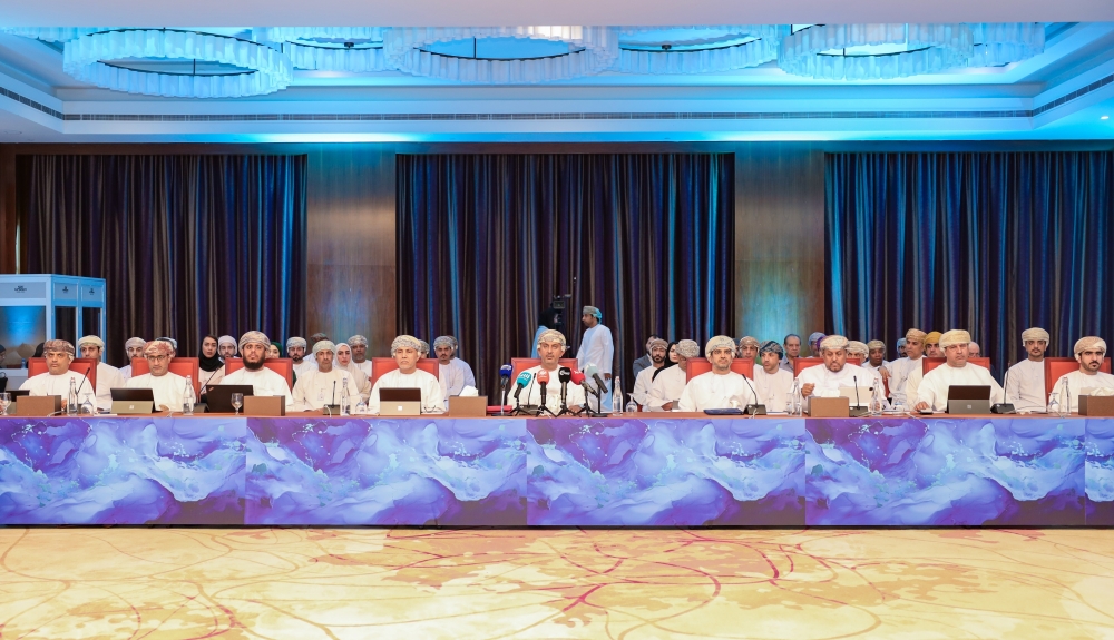 Dr Ali bin Masoud al Sunaidi, OPAZ Chairman, Eng Ahmed bin Hassan al Theeb, OPAZ Vice Chairman, CEOs of the special, free, industrial and economic zones supervised by OPAZ are pictured during the annual media briefing held yesterday.