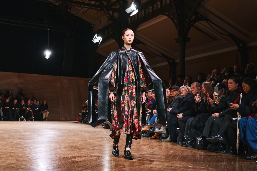 A model presents a look at the Junya Watanabe fall 2024 fashion show in Paris in March 2024. (Simbarashe Cha/The New York Times)