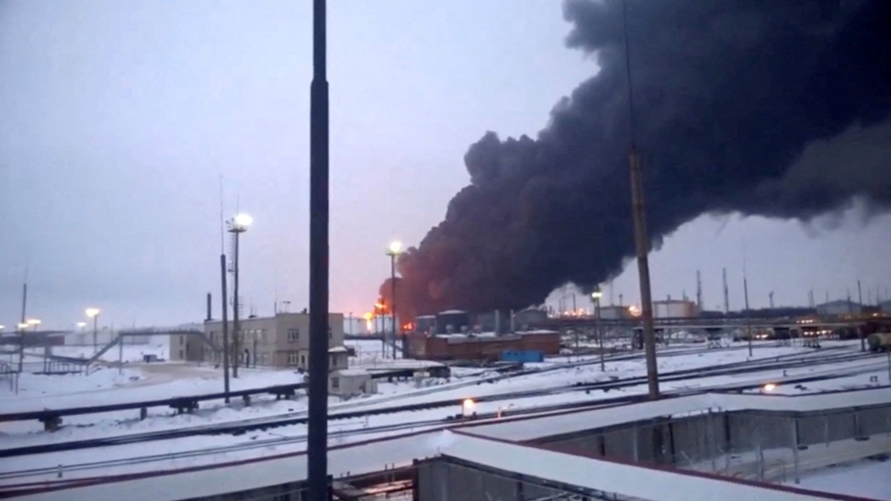 Smoke billows after Ukraine's SBU drone strikes a refinery, Ryazan Region, Russia. — Reuters 