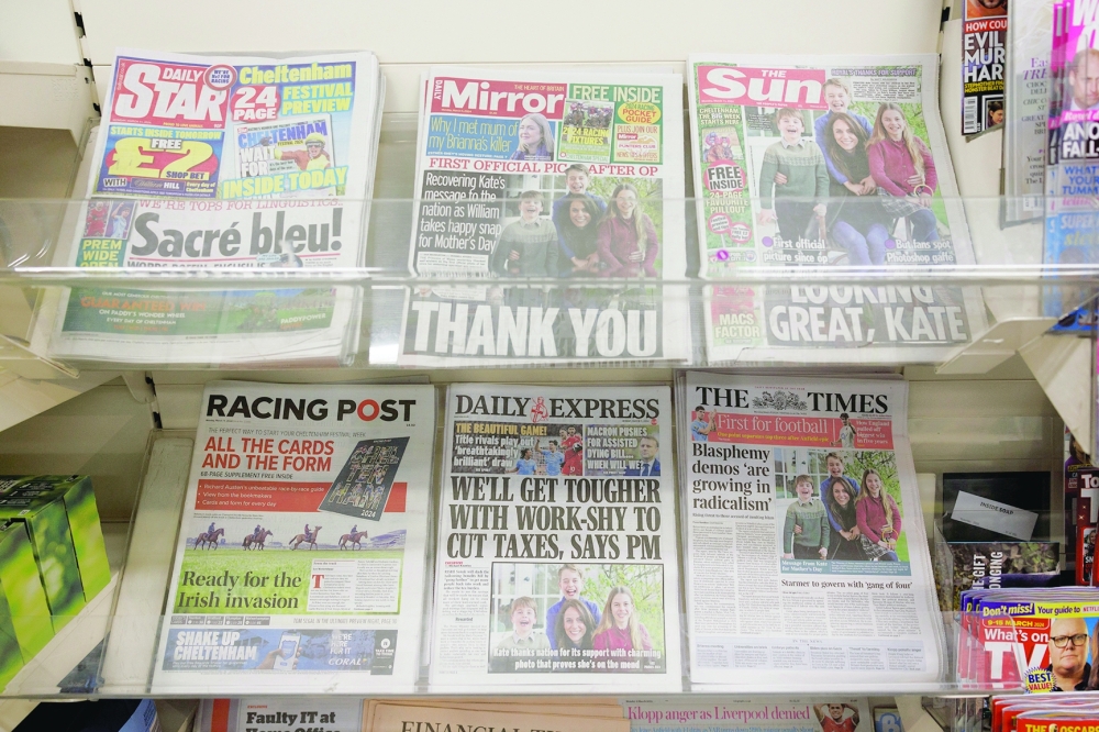 Family photo featuring Princess of Wales released by Kensington Palace makes frontpages across today’s papers. 