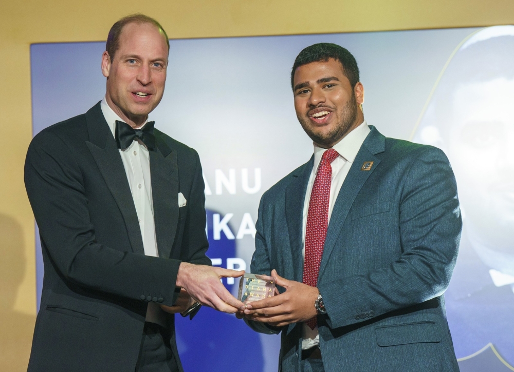 Gobhanu Korisepati receives award from Prince William in London on Friday