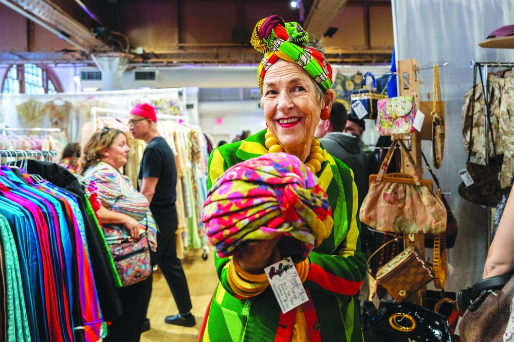 Tziporah Salamon, an author and New York sartorial fixture frequently photographed by Bill Cunningham who said vintage collecting had been her way of life for over 40 years, at the Sturbridge Vintage Show in New York, March 14, 2024. (Hiroko Masuike/The New York Times)