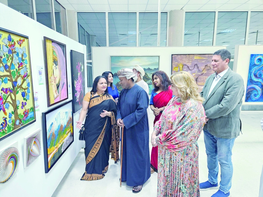 Dr Khamis Al Balushi, Chairman, Scientific College of Design, inaugurating 'Treasures of Oman' art exhibition on Monday
