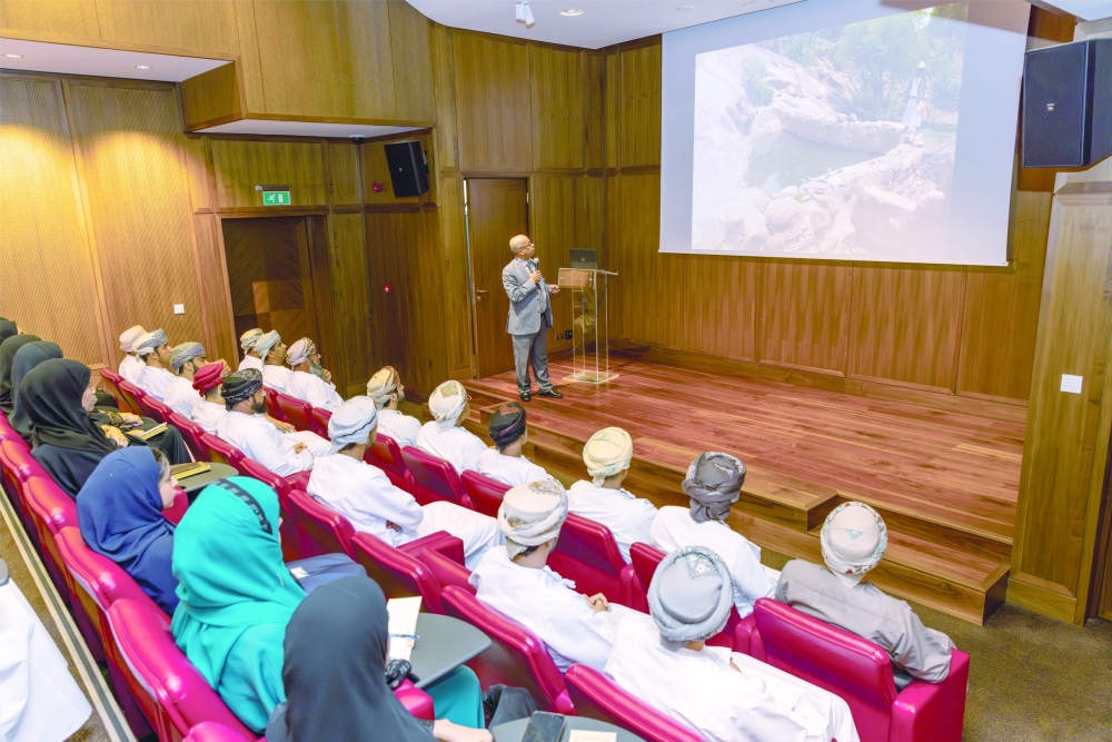 Dr Yahya Latif Abdullah al Abali presents the lecture at the National Museum on Monday.