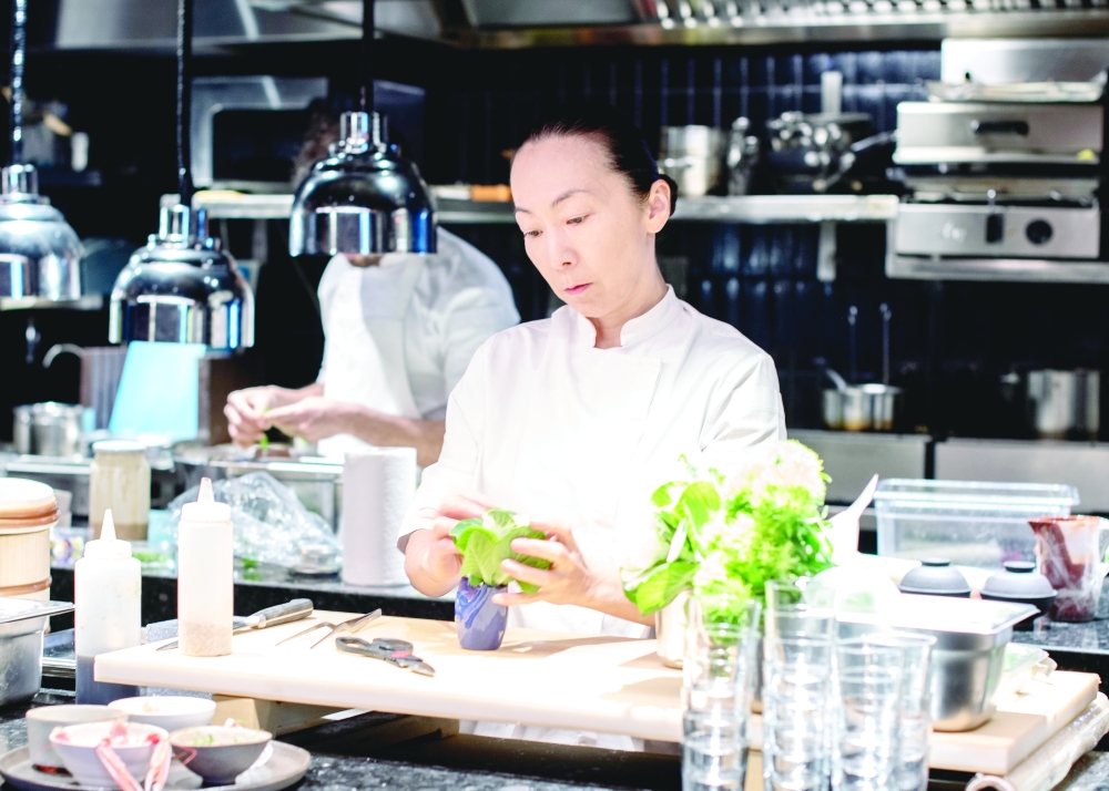 Chef Hiroko Shibata in the kitchen at Sankai by Nagaya, which landed a Michelin star within eight months of opening a year ago, at the Bebek Hotel in Istanbul on Jan. 27, 2024. (Gozde Durusoy/The New York Times)