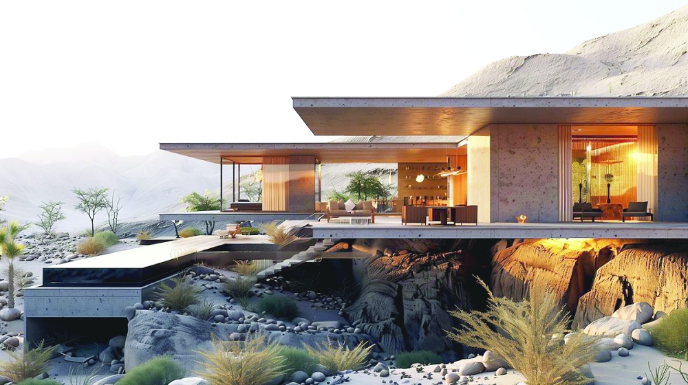 A rendering of Santani, Jabel Shams. © Santani Wellness Resorts/Omran Group