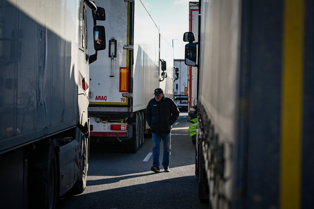 Long queues of trucks are waiting to cross the Romania-Bulgaria border as both countries will be partially integrated into the Schengen area of free movement in March 2024