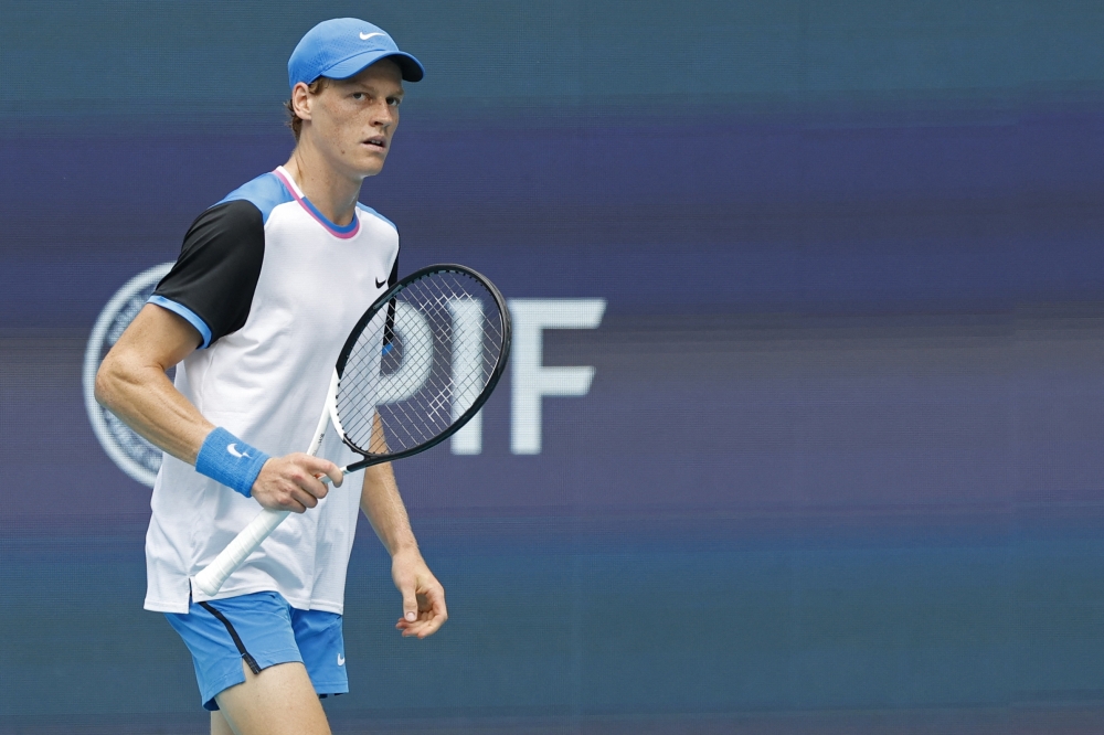 Jannik Sinner (ITA) reacts after winning a point.— USA TODAY Sports
