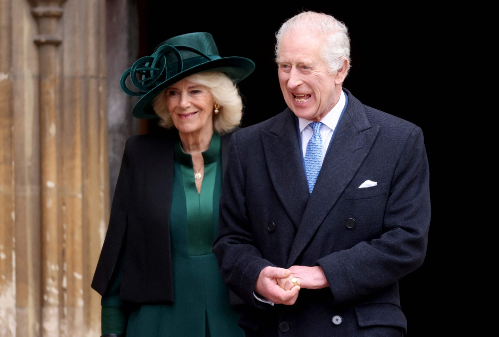 King Charles III  with Britain's Queen Camilla 