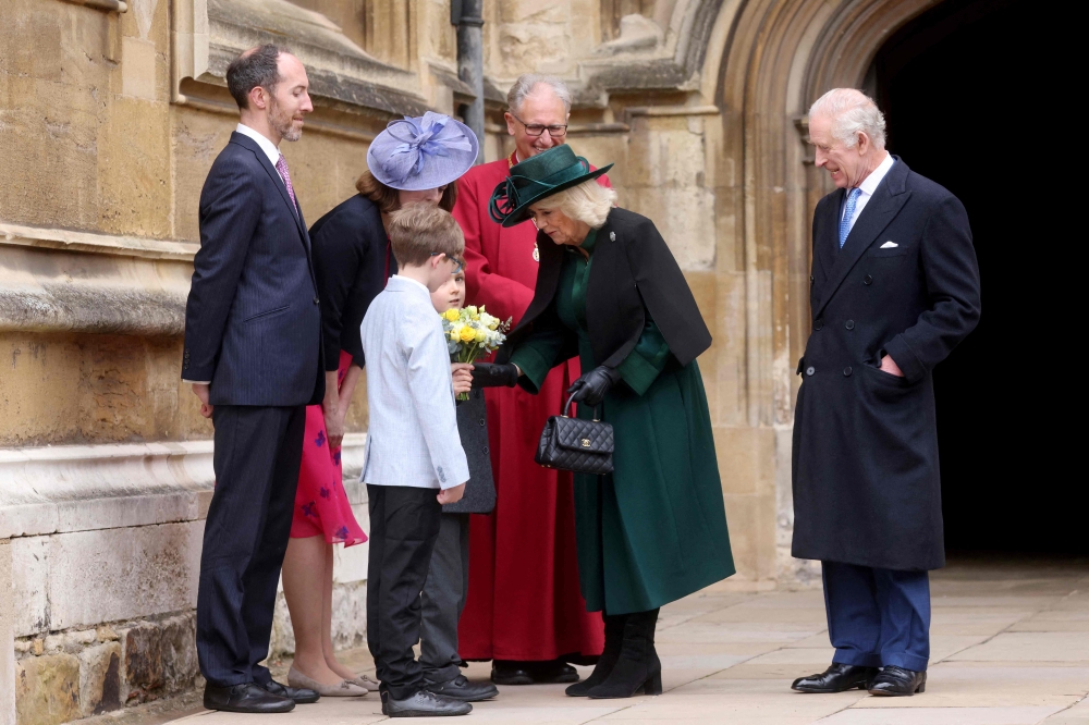King Charles III  with Britain's Queen Camilla 