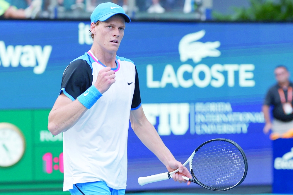 Jannik Sinner (ITA) celebrates after the match.— USA TODAY Sports
