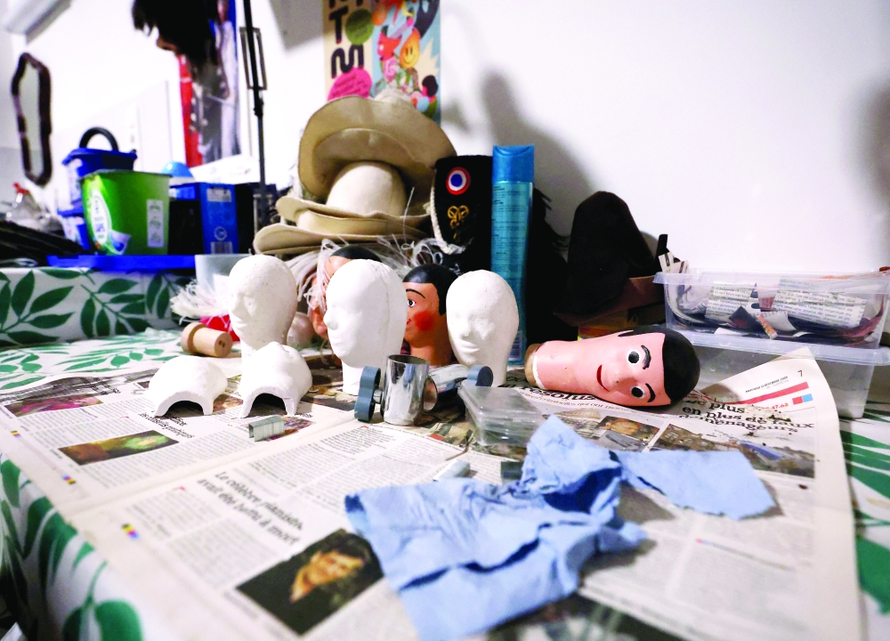 Heads of puppets are seen at the Royal Toone Theatre, in Brussels, Belgium, March 28, 2024.