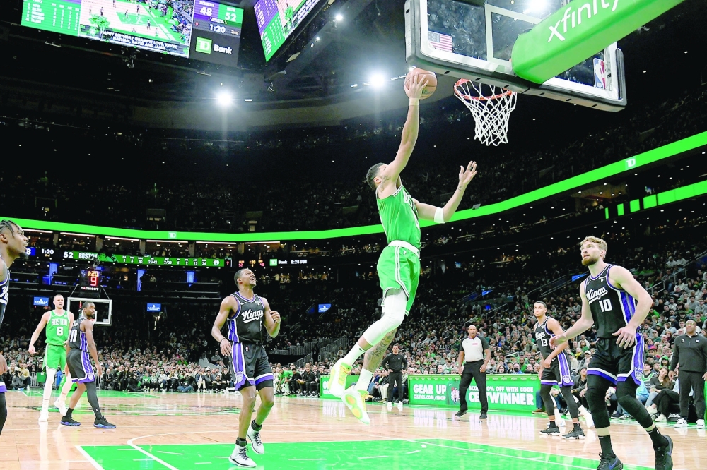 Jayson Tatum (0) shoots the ball against the Sacramento Kings.— USA TODAY Sports
