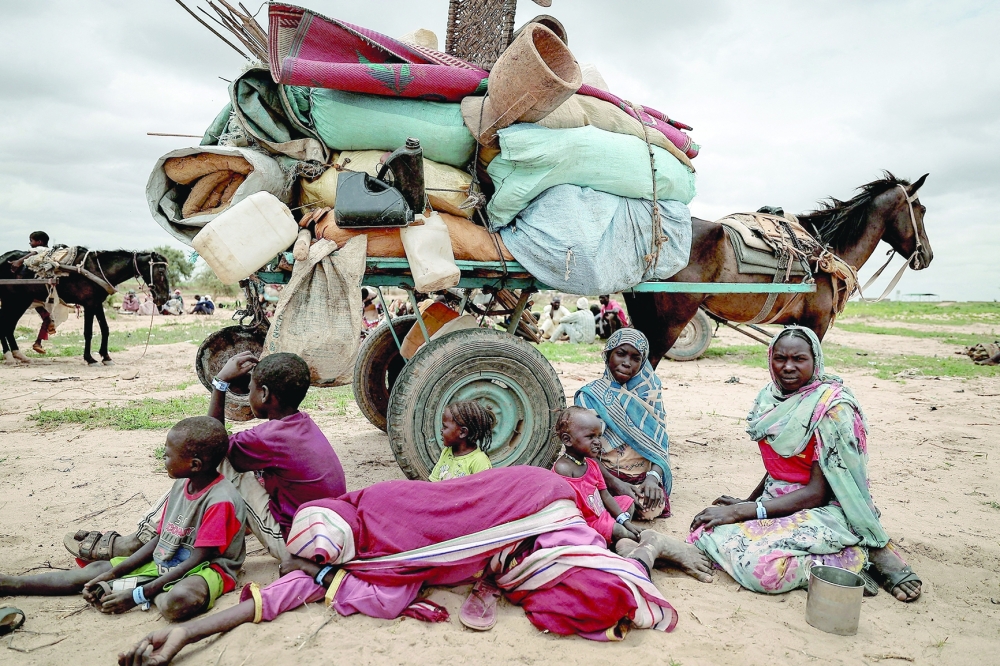 A Sudanese family who fled the conflict in Murnei in Sudan's Darfur region. — Reuters file photo 