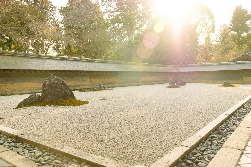 A dry garden at Ryoan-ji in Kyoto, Japan, in February 2024. 