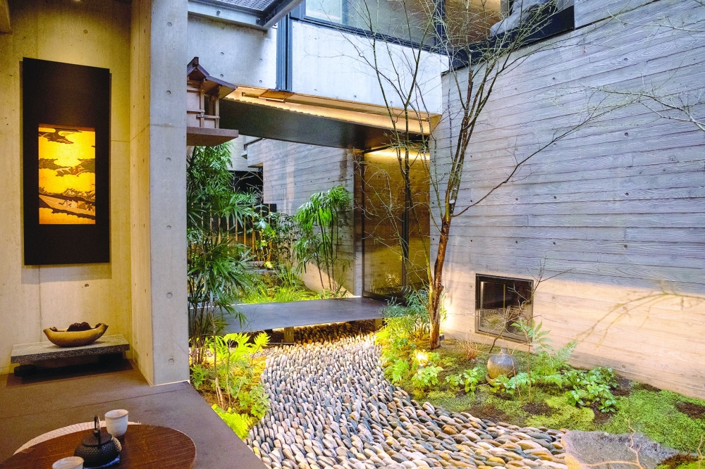 The Ukifune Garden at the newly opened Genji Kyoto hotel in Kyoto, Japan, in February 2024.