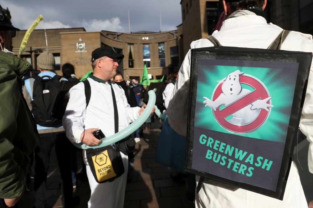 Demonstrators protest during the UN Climate Change Conference (COP26) in Glasgow, Scotland, Britain, REUTERS
