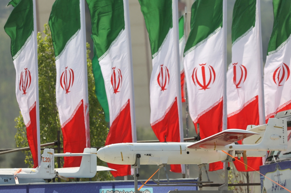 An Iranian drone is seen during the National Army Day parade ceremony in Tehran on Wednesday. — Reuters