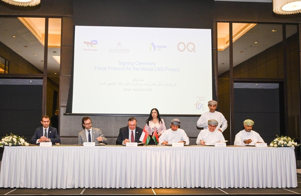 Eng Salim bin Nasser al Aufi, Minister of Energy and Minerals and Patrick Pouyanné, Chairman and CEO of TotalEnergies lead signing agreements linked to TotalEnergies multi-energy strategy in Oman.
