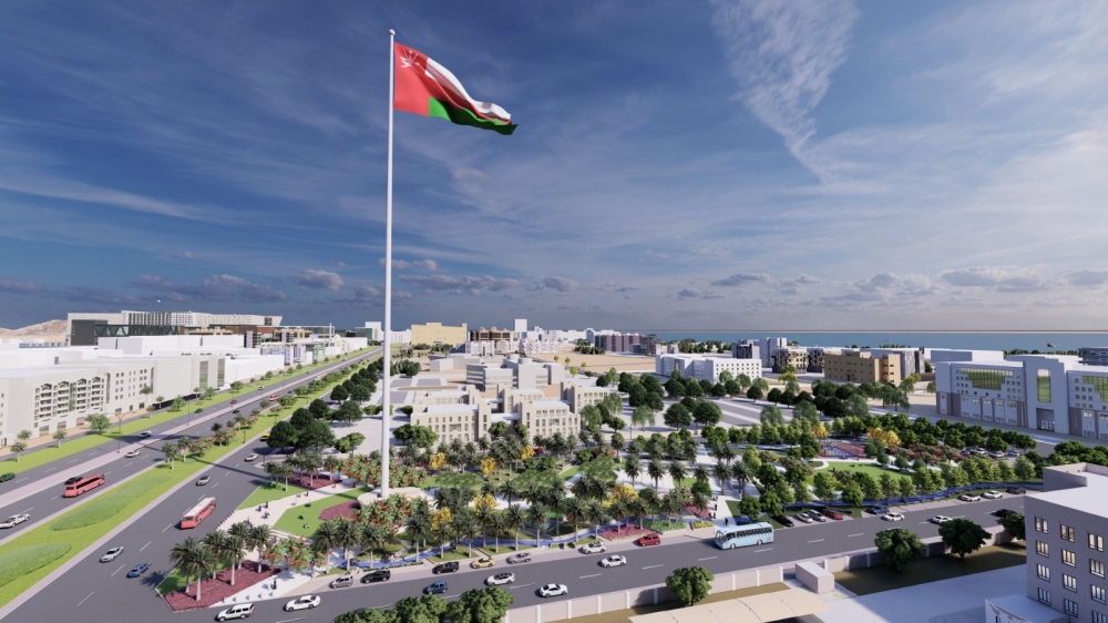 An artist's impression of Oman's tallest flagpole, standing at a towering height of 126 metres. ​