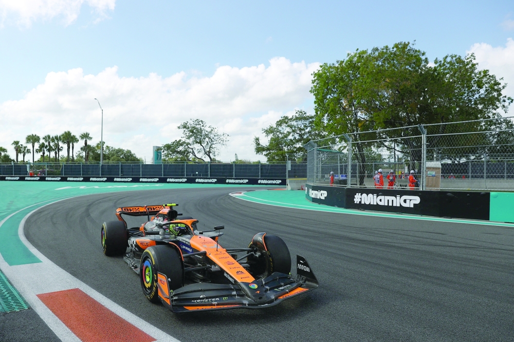 McLaren driver Lando Norris (4) during the Miami Grand Prix at Miami International Autodrome. Mandatory Credit: Peter Casey-USA TODAY Sports