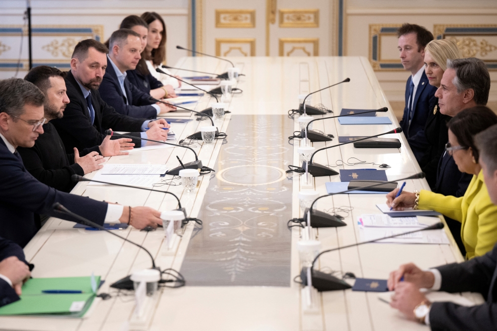 Ukraine's President Volodymyr Zelensky attend a meeting with US Secretary of State Antony Blinken in Kyiv. — Reuters 