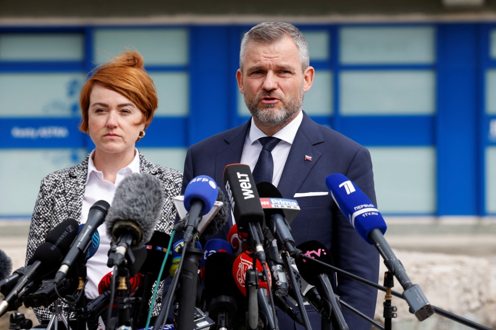 President-elect Peter Pellegrini addresses the media at FD Roosevelt University Hospital in Banska Bystrica on Thursday. - Reuters