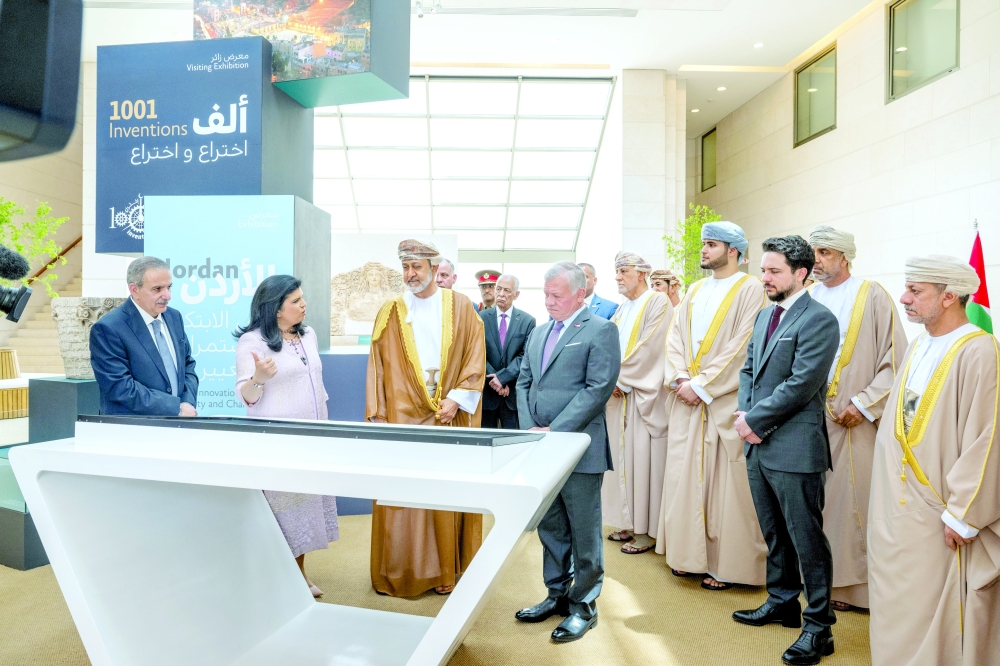 His Majesty the Sultan was briefed about key archaeological collections on show, like Ain Ghazal statues, considered the oldest human statues in the world, and many other valuable historical discoveries. - ONA