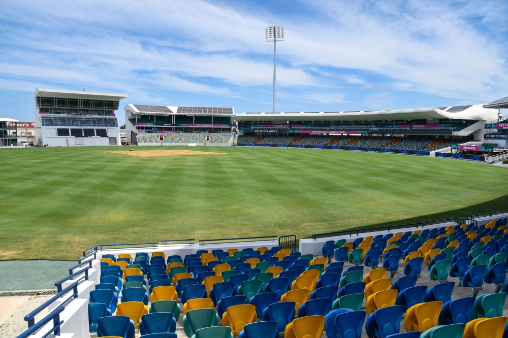 A view of Greenidge and Haynes stand ahead of ICC men's Twenty20 World Cup 2024 at Kensington Oval, Bridgetown, Barbados