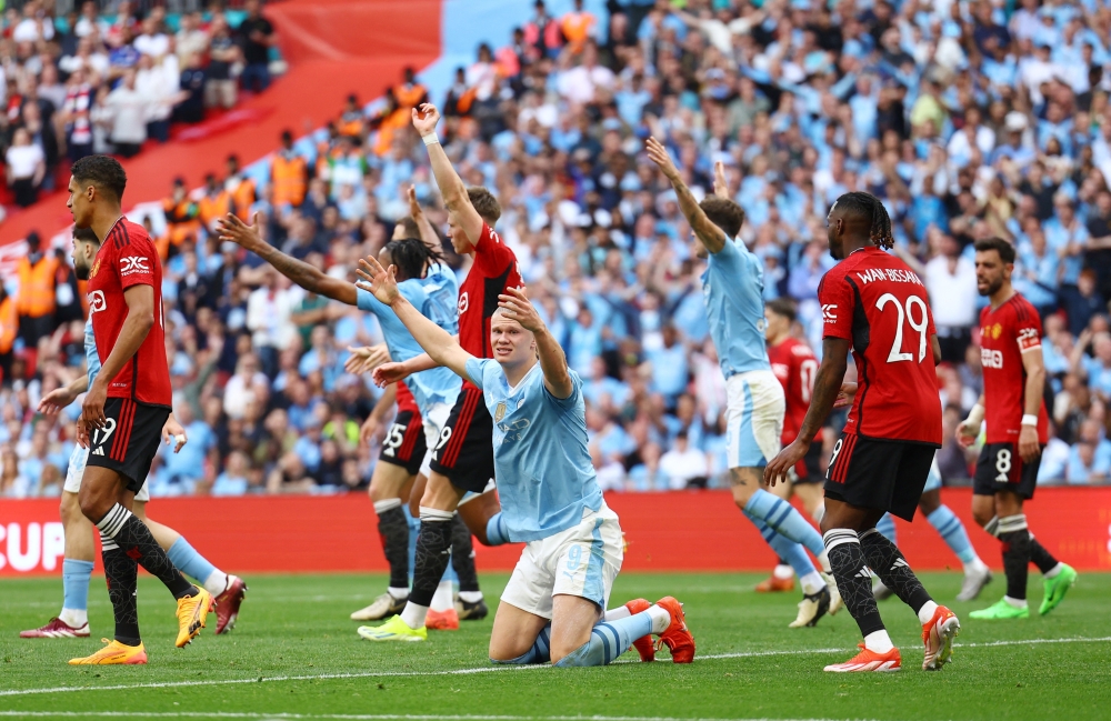 Manchester City's Erling Braut Haaland reacts.— REUTERS
