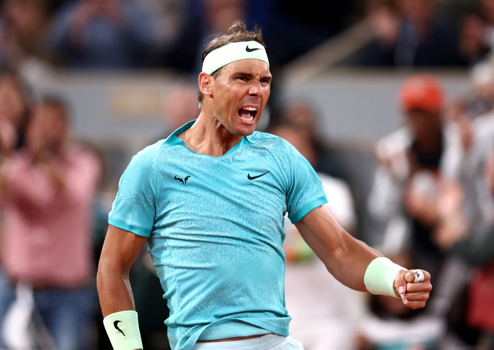 Tennis - French Open - Roland Garros, Paris, France - May 27, 2024 Spain's Rafael Nadal reacts during his first round match against Germany's Alexander Zverev REUTERS/Yves Herman
