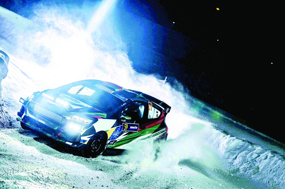 Abdullah al Rawahi in action with the Ford Fiesta in Sweden.